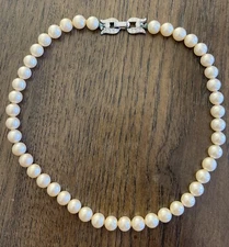Trifari Vintage Pearl Necklace Choker Art Deco Hollywood Regency Style