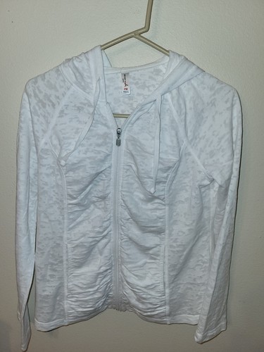 Exertex Girls Size PM White Semi Sheer Hooded Sweatshirt Full Zip L Sleeve 26 L - Picture 13 of 24