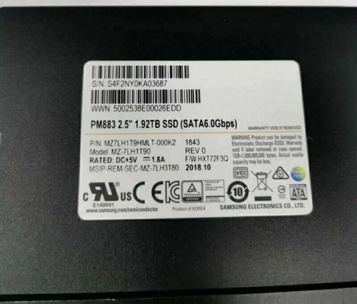 Samsung PM883 1.92TB 2.5" SSD SATAIII MZ-7LH1T90 SATA 6.0Gbps MZ7LH1T9HMLT-000K2 - 第 1/2 張圖片