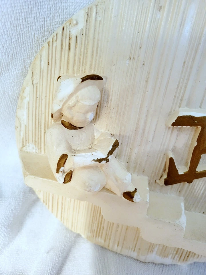 Vintage Wall Plaque Asian Garden Patio Plaster 1960's Boy and Girl See Pics Read - Image 2 of 4