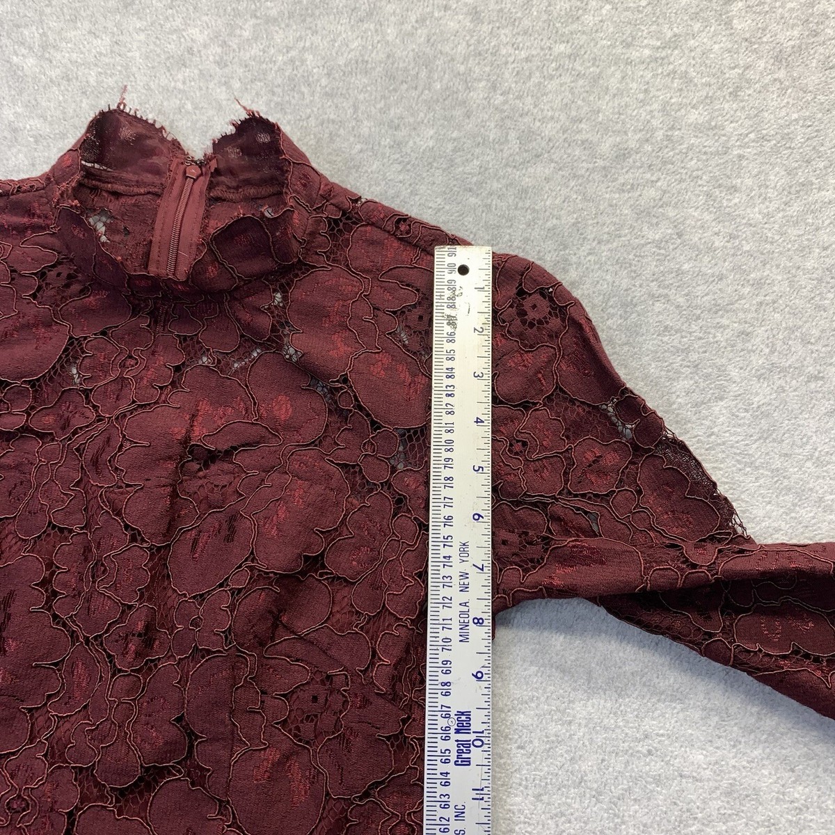 Betsey Johnson Wine Red Size 6 Lace Dress Sheer Long Sleeves Lacey Lined  Maroon | eBay