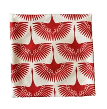 Genevieve Gorder Orange Red Beige Flock Throw Pillow Cover 17.5x17.5 Linen Rayon