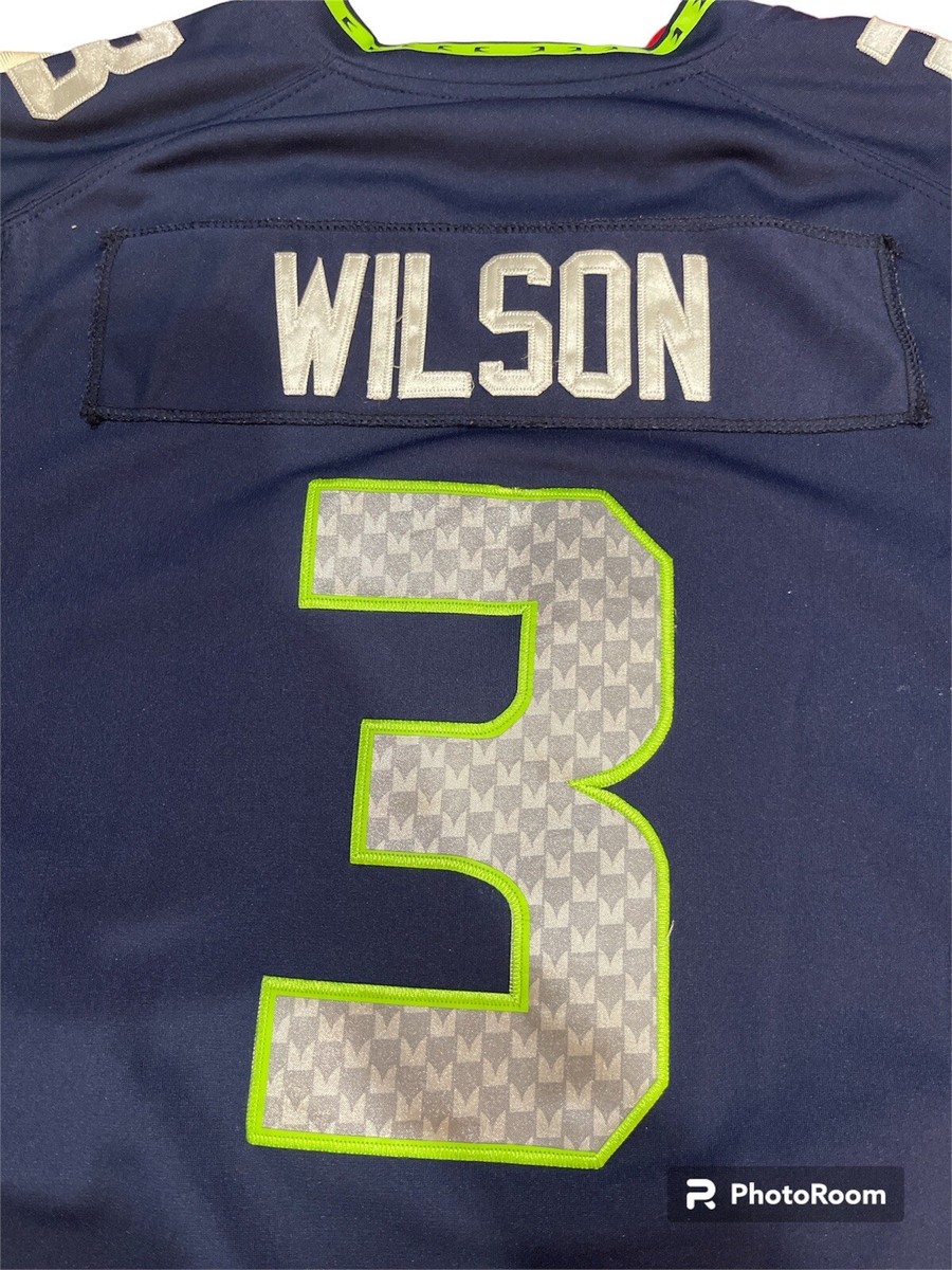 Preowned Nike NFL Seattle Seahawks #3 Russel Wilson Stitch Jersey