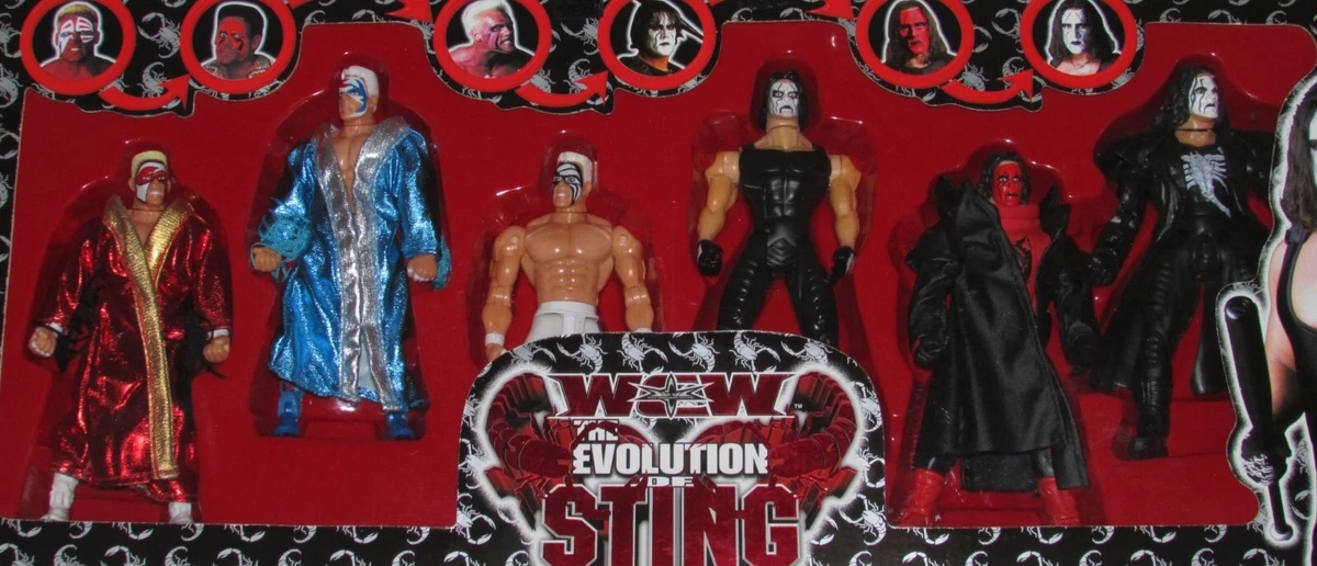 Rare Toy Biz WCW Wrestling THE EVOLUTION OF STING 6-Pack Action Figure Set MISB