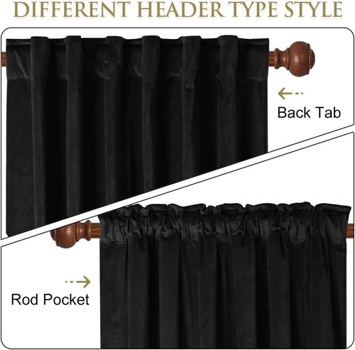 High-Quality Velvet Blackout Curtains, Room Darkening Set W52 x L84 - 2 Panels - Picture 4 of 11