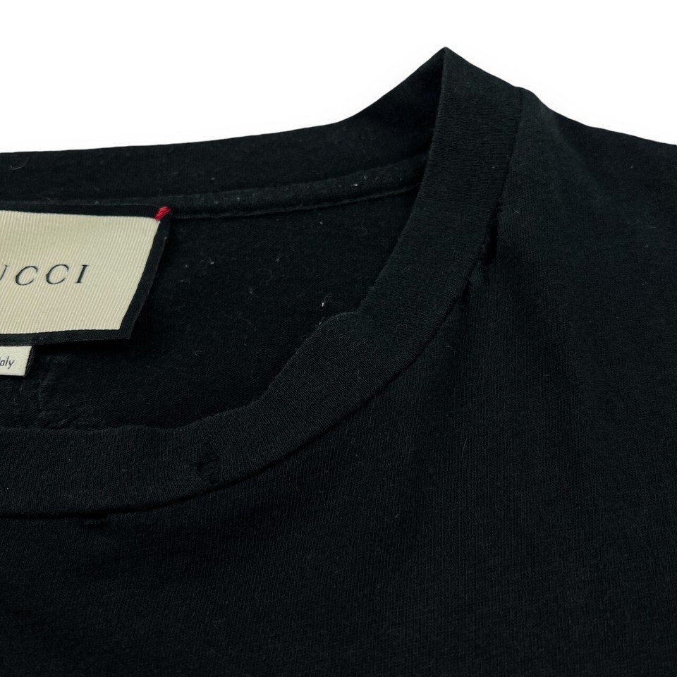 Gucci Printed Logo Black Distressed T Shirt eBay