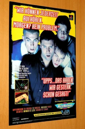 1996 Micro Machines V3 PS1 N64 Game Boy Vintage Promo Poster / Ad Art Print