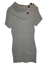 Ashley by 26 International Sweater Dress button Cowl Neck Grey Women's Size M