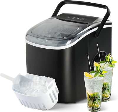 Máquina De Hacer Hielo Automática - 12 Kg/24h, 9 Cubitos En 6 Min, 2 Tamaños, Autolimpiante | Perfecta Para Casa Y Fiestas