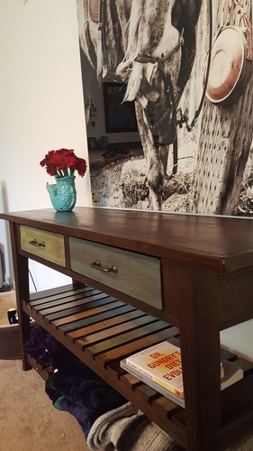 Ashley Furniture Mestler Sofa Table in Rustic Brown for sale