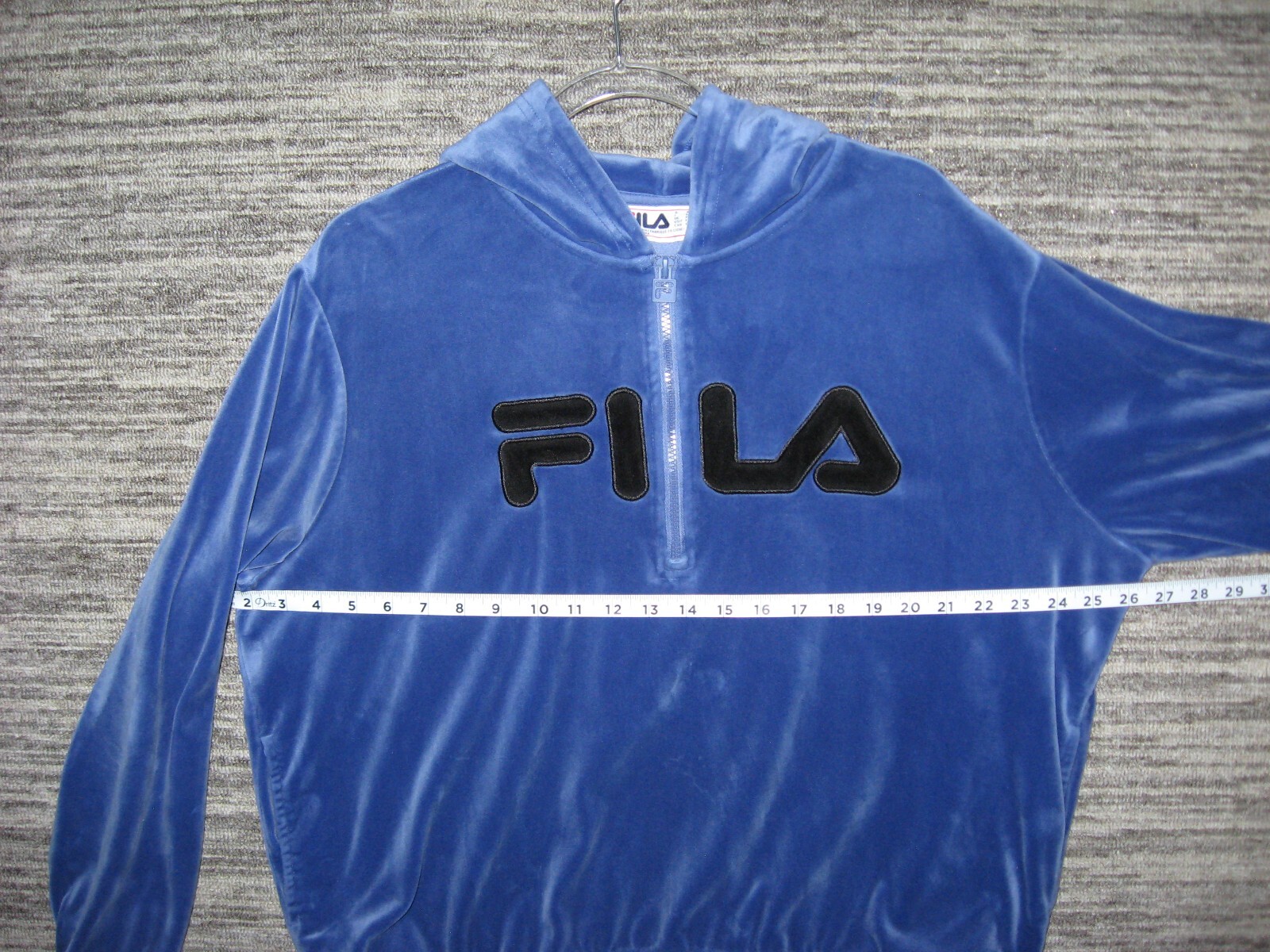 Fila Velour Track Jacket felpa con cappuccio zip davanti blu con cappuccio taglia 2XL