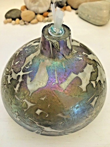 Vintage Squat Bulb Hand Blown Fused Glass Small Vase Tiki Lamp Candle - Picture 7 of 7