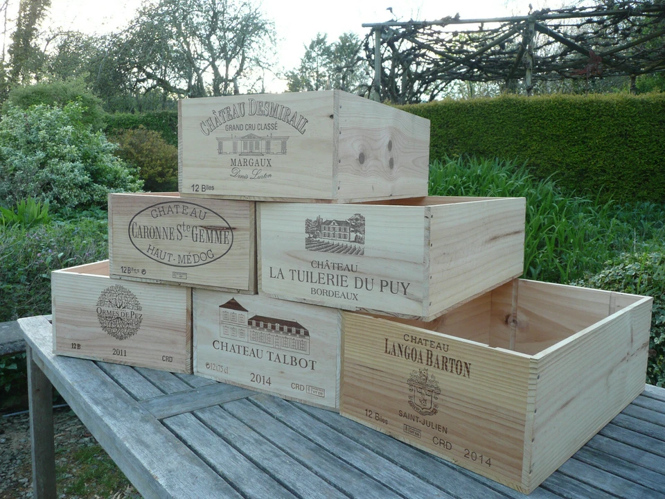 Wooden Wine Box Crate, 6 or 12 Bottle size. French Storage Planter Hamper - Image 2 of 4