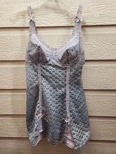 LOU France Lace Chemise Pointy Underwire Lingerie Slip 36C Vintage 60s Pink Blue