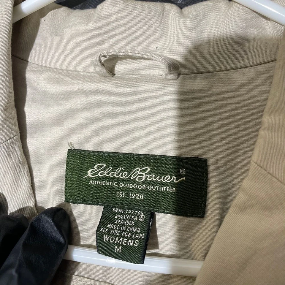 Chaqueta Blazer Eddie Bauer Crema Informal Abotonada Mezcla Algodón Mujer Talla Mediana Foto 3 de 4