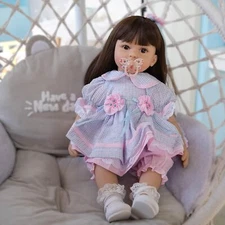 24" Lifelike Reborn Baby Dolls Cloth Body Baby Adorable Smiling Handmade Newborn