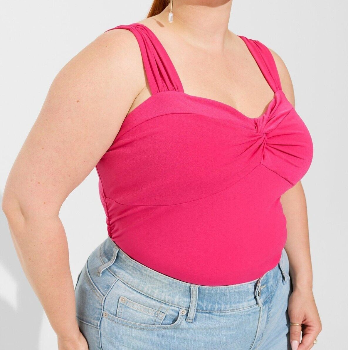 Torrid Studio Knit Sweetheart Twist Top Pink 00 M L 10 #G20285 | eBay