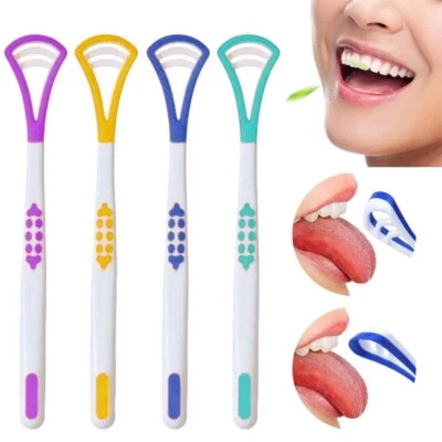 Soft Tongue Scraper Cleaner Brush Handle Floss Tounge Cure Bacteria Fresh Breath