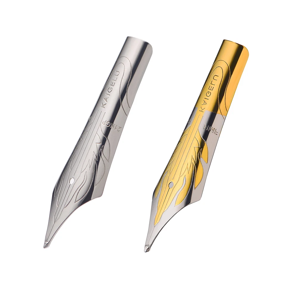 2PCS Kaigelu Fountain Pen Nibs Long Knife Grinding Nib & Feed Flame Rhombus Mark - Image 3 of 4