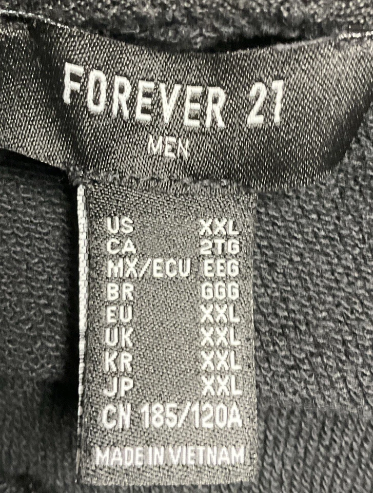 Sudadera con capucha de manga corta Forever 21 para hombre 2XL negra.   8333B Foto 3 de 3