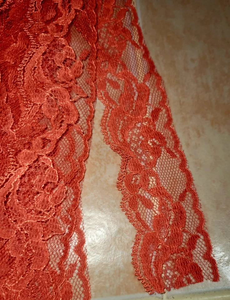 复古大量彩色花边粉色橙色桃色珊瑚白色带 12 英寸残余物 — 第 4/4 张图片