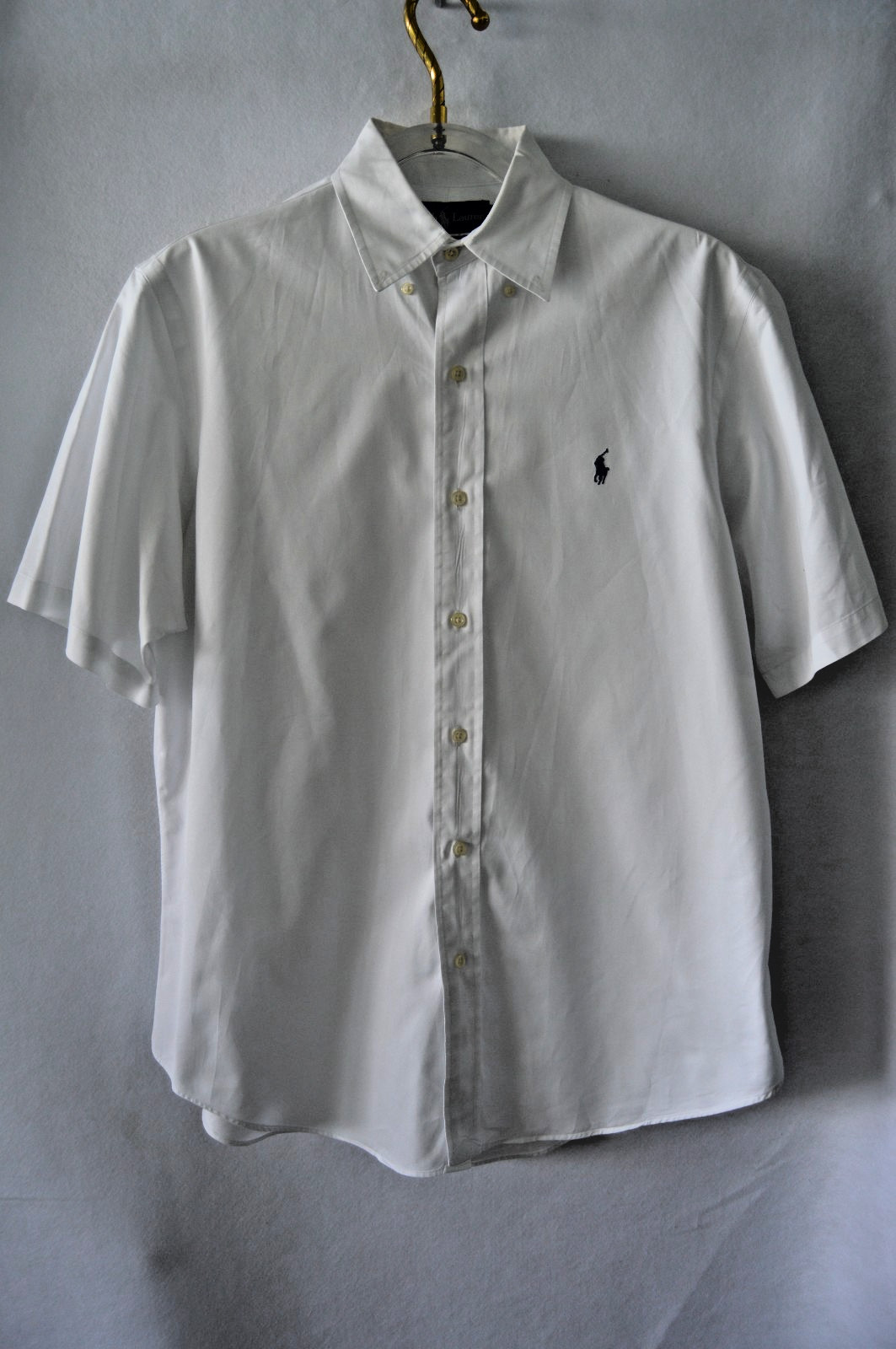 VTG Polo By Ralph Lauren Mens S/S Shirt SZ L Classic Fit White Cotton