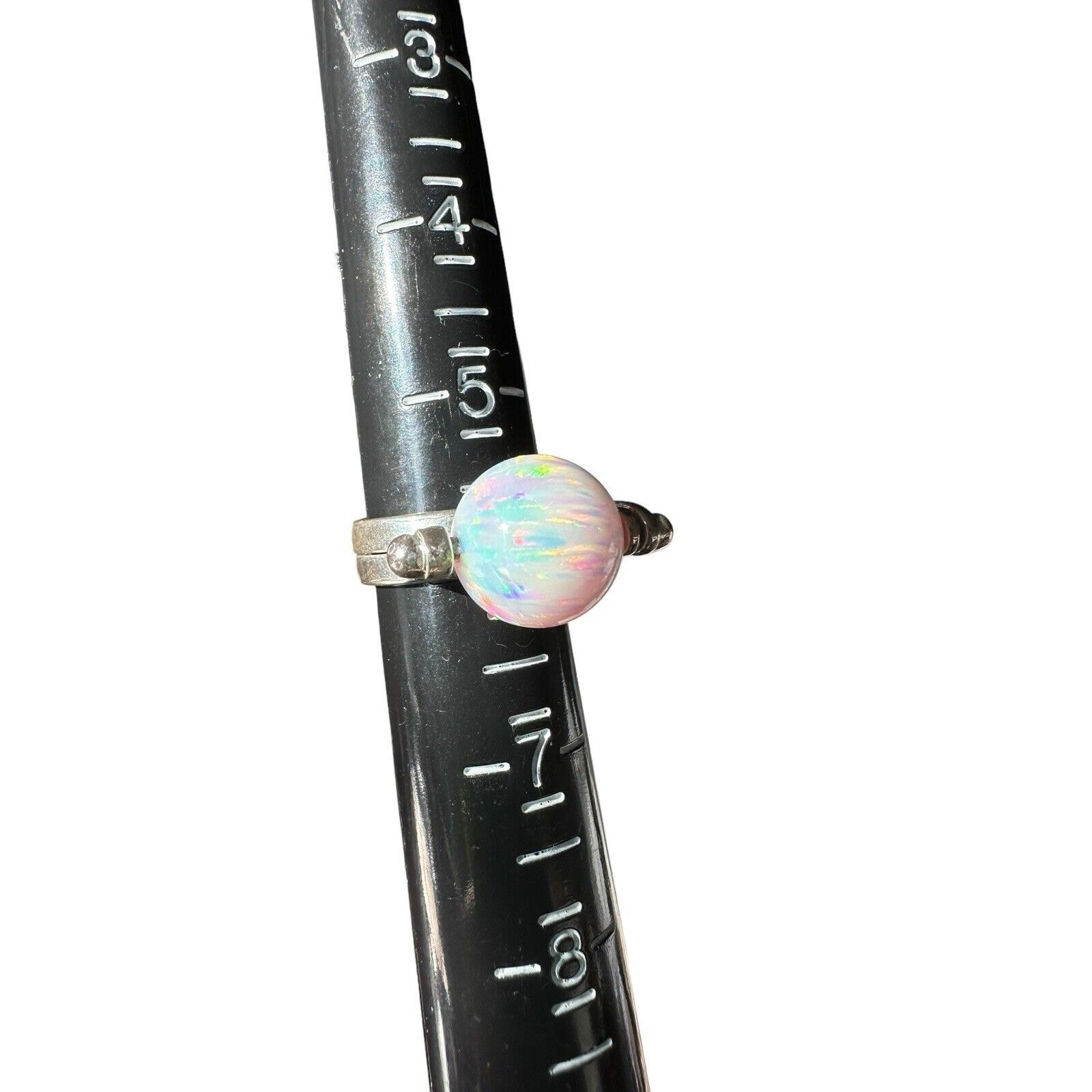 New Sterling Interchangeable Bead Ring With 18 -12 mm Beads Genuine Opal Sz. 6