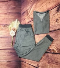 Adar Women  s Scrub Jogger Drawstring Heather Grey Set Size US M with Pockets