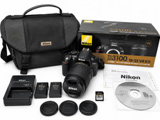 Nikon D3100 DSLR Camera 18-140mm VR Lens New Bag Batteries Charger SD Lot