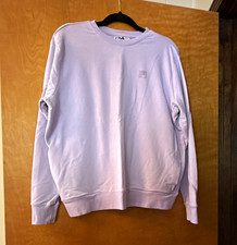 FILA Purple Solid Logo Crew Neck Pullover Sweatshirt Long Sleeve L Women