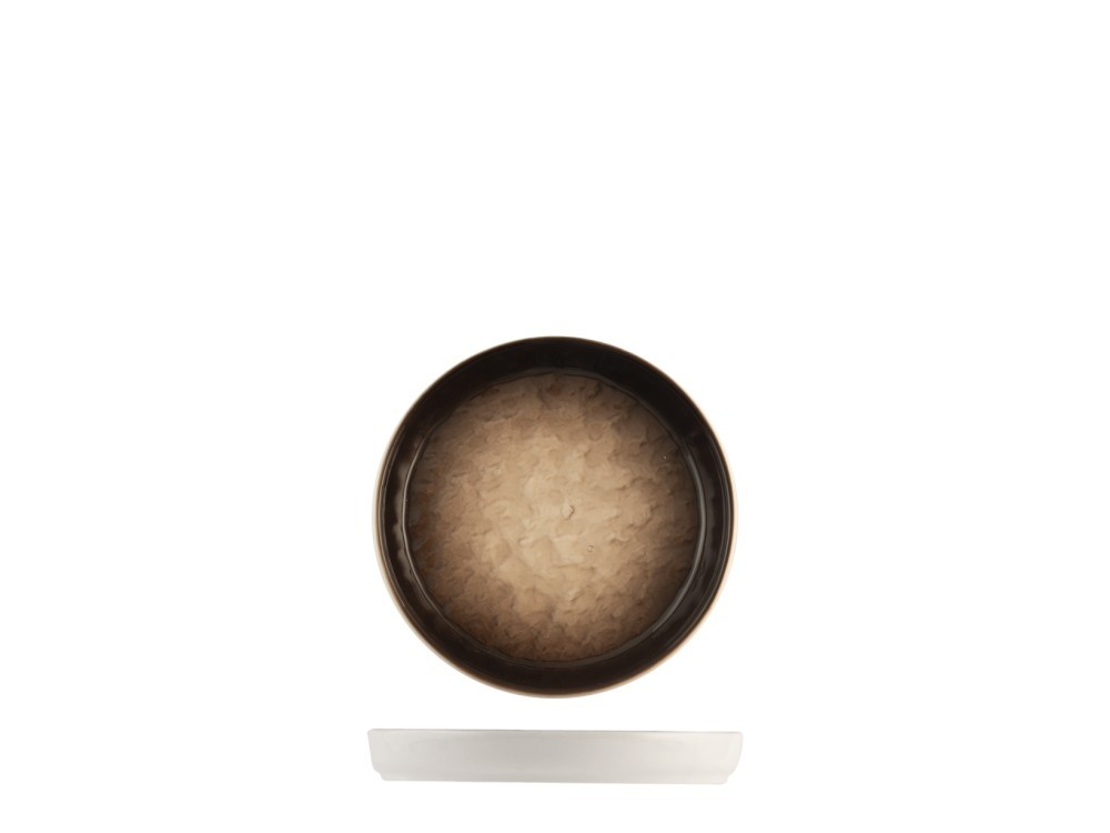 H&H 6 Eclipse Plates In Decorated Relief Porcelain In Brown Tones
