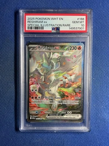 2025 Pokemon White Flare Reshiram ex Special Illustration Rare #166/086 PSA 10