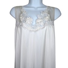 Vintage White Lace Trim Sheer Nightgown Womens S Sleeveless Elegant Lingerie