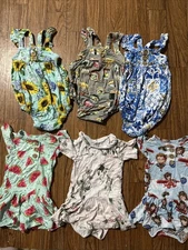 Posh Peanut Girls Henley Rompers 6-12 Months Lot of 6