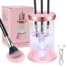 Electric Makeup Brush Cleaner Automatic USB w/ Dryer Holder Pink