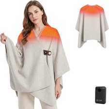 Battery Heated Blanket Shawl 10000mAh Cordless Wearable 3 Heat Levels