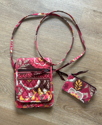 Vera Bradley Carnaby Crossbody Bag Pink Purple Floral Mini Hipster