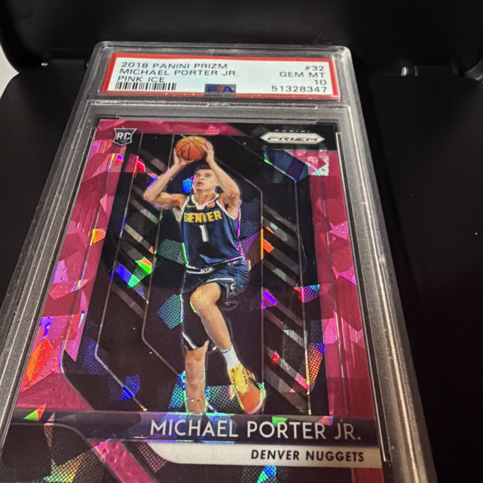 2018-19 Panini Prizm Michael Porter Jr #32 Pink Ice Prizm DEN RC PSA 10 GEM MINT view 4
