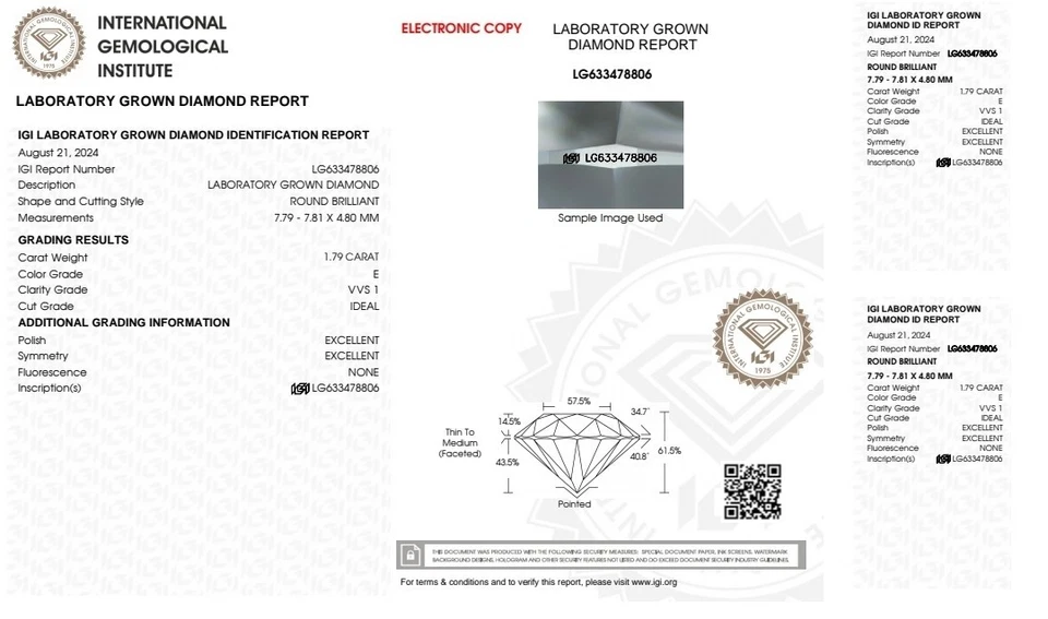 Anillo de compromiso catedral diamantes cultivados en laboratorio VVS1 E 1,79 quilates talla 4,75 Foto 4 de 4