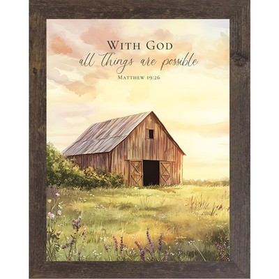 With God All Things Are Possible Framed Wall Art Matthew 19:26 Christian
