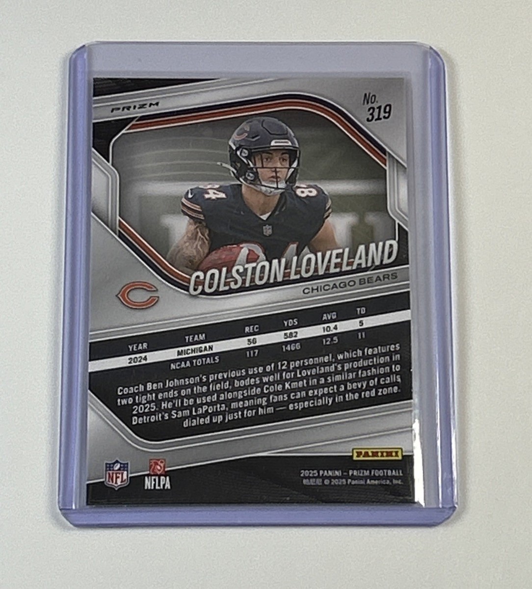 2025 Panini Prizm Colston Loveland RC WHITE DISCO Prizm Rookie