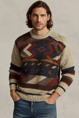 Vintage Etchings IC Mens M Wool Blend Southwestern Aztec Knit Sweater Heritage