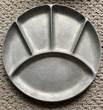 Vintage Bon Chef Pewter 5 Section  Dinner Plate  9 inch