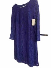 NWT Nine West Dress Purple Long Sleeve Lace $80