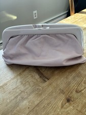 Vintage 80 /90's Soft Leather PINK Clutch Bag Plastic Frame Made In Italy