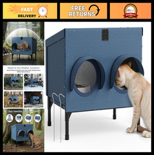 Insulated Outdoor Cat Feeding Shelter for Feral  Stray Cats, Windproof  Weathe