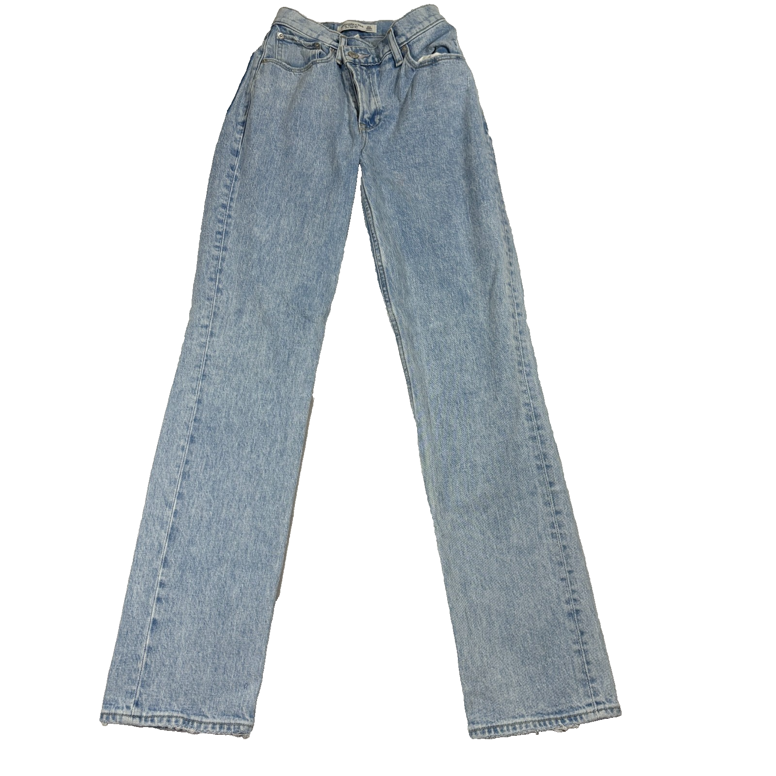 Abercrombie 90s Straight Jeans Womens 23 Ultra High Rise Curve Love Light Wash