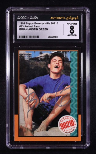 Brian Austin Green Signed 1991 Topps Beverly Hills 90210 Animal Farm #83 (CGC 8