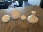 4- Vintage Hobnail Milk Glass Lamps Parts