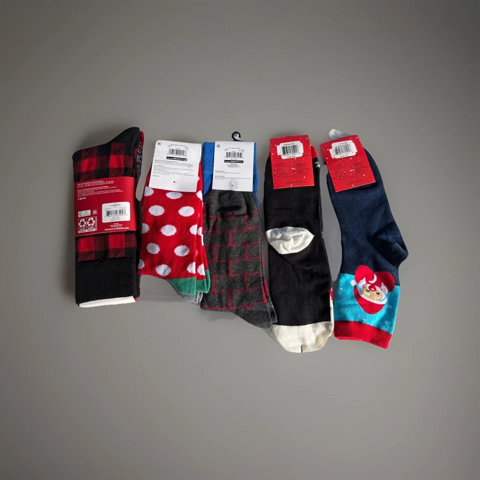 2 pares de calcetines unisex Holiday Reindeer talla 6-12 para Holiday Time.  Nuevo con etiqueta Foto 4 de 4